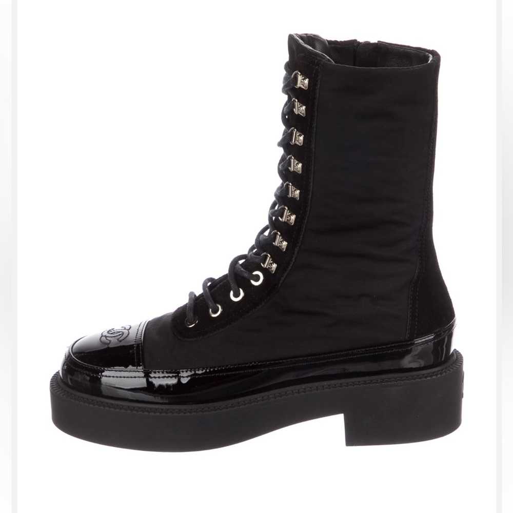 Chanel 2021 Interlocking CC Logo Combat Boots - worn once!